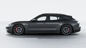 Die Außenansicht von Taycan GTS Sport Turismo zeigt die linke Seite des Fahrzeugs