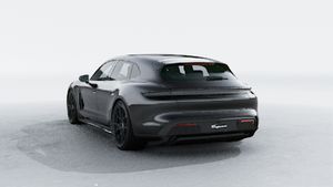 Außenansicht von Taycan GTS Sport Turismo mit der Rückseite und der linken Seite des Fahrzeugs