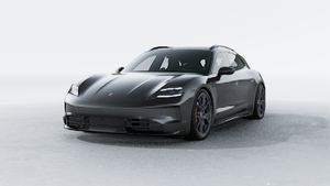 Außenansicht von Taycan GTS Sport Turismo mit der Vorderseite und der linken Seite des Fahrzeugs