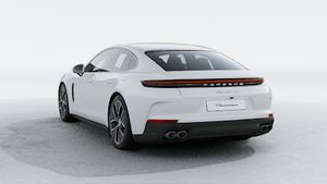Außenansicht von Panamera 4S E-Hybrid mit der Rückseite und der linken Seite des Fahrzeugs