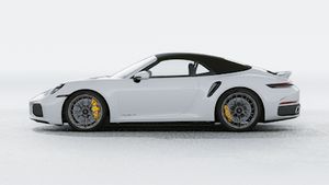 Exterior view of 911 Turbo S Cabriolet showing the left side of the car