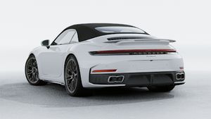 Exterior view of 911 Turbo S Cabriolet showing the back and left side of the car