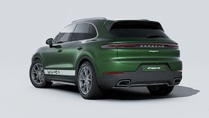 Exterior view of Cayenne Active showing the back and left side of the car