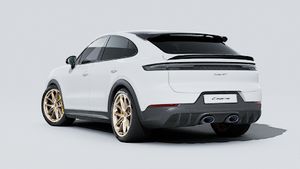 Exterior view of Cayenne Turbo GT showing the back and left side of the car