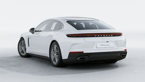 Exterior view of Panamera 4 E-Hybrid showing the back and left side of the car