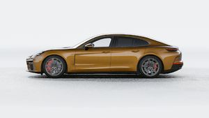 Exterior view of Panamera Turbo E-Hybrid showing the left side of the car