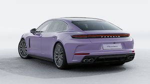 Exterior view of Panamera Executive Signature showing the back and left side of the car