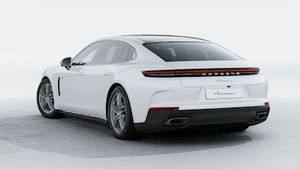 Exterior view of Panamera 4 E-Hybrid Executive showing the back and left side of the car
