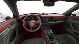 Vista interior, mostrando o volante e o painel de instrumentos de 911 Carrera GTS