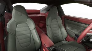 Vista interior, mostrando os bancos dianteiros do 911 Carrera GTS