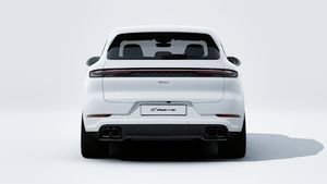 Vista exterior do Cayenne Turbo E-Hybrid, de trás