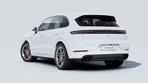 Vista exterior do Cayenne Turbo E-Hybrid, de trás e lateral esquerda