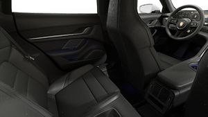 Vista interior, mostrando os bancos traseiros do Taycan Sport Turismo