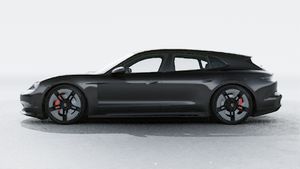 Vista exterior do Taycan GTS Sport Turismo, lateral esquerda