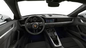Interior view showing the steering wheel and dashboard of 911 Carrera Cabriolet