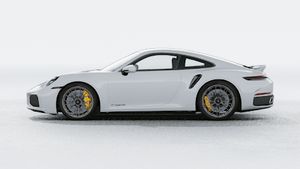 Exterior view of 911 Turbo S showing the left side of the car