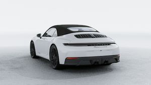 Exterior view of 911 Carrera 4 GTS Cabriolet showing the back and left side of the car
