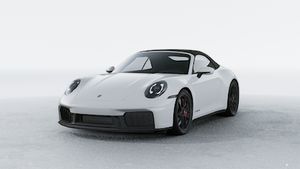 Exterior view of 911 Carrera 4 GTS Cabriolet showing the front and left side of the car