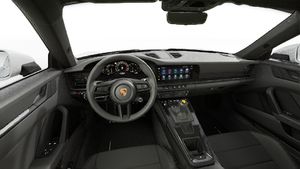 Interior view showing the steering wheel and dashboard of 911 GT3 with Touring Package