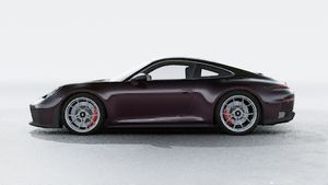 Exterior view of 911 GT3 with Touring Package showing the left side of the car