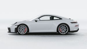 Exterior view of 911 GT3 with Touring Package showing the left side of the car