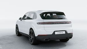 Exterior view of Cayenne showing the back and left side of the car