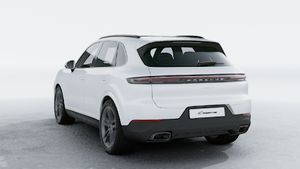 Exterior view of Cayenne showing the back and left side of the car