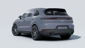 Exterior view of Cayenne showing the back and left side of the car