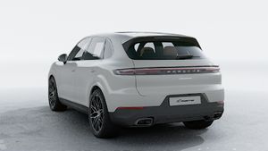 Exterior view of Cayenne showing the back and left side of the car