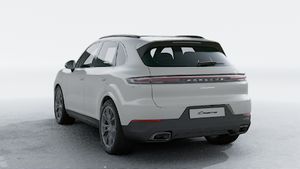 Exterior view of Cayenne showing the back and left side of the car
