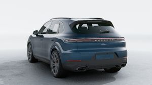 Exterior view of Cayenne showing the back and left side of the car