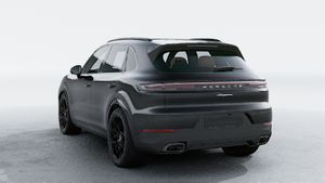 Exterior view of Cayenne showing the back and left side of the car