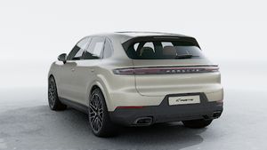 Exterior view of Cayenne showing the back and left side of the car