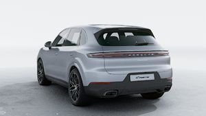 Exterior view of Cayenne showing the back and left side of the car