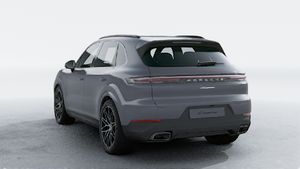 Exterior view of Cayenne showing the back and left side of the car