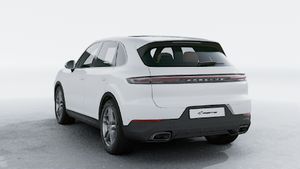 Exterior view of Cayenne showing the back and left side of the car
