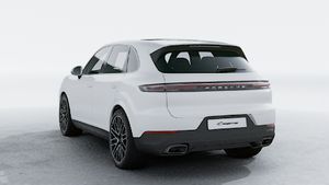 Exterior view of Cayenne showing the back and left side of the car