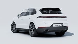 Exterior view of Cayenne showing the back and left side of the car