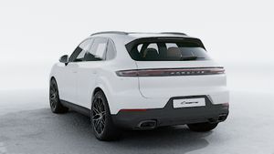 Exterior view of Cayenne showing the back and left side of the car