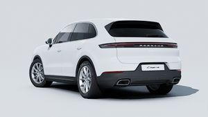 Exterior view of Cayenne showing the back and left side of the car