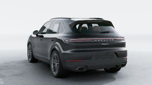 Exterior view of Cayenne showing the back and left side of the car