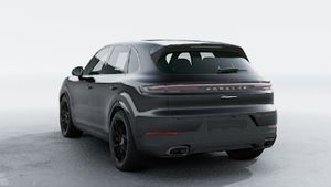 Exterior view of Cayenne showing the back and left side of the car