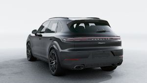 Exterior view of Cayenne showing the back and left side of the car
