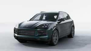 Exterior view of Cayenne showing the front and left side of the car
