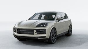 Exterior view of Cayenne showing the front and left side of the car