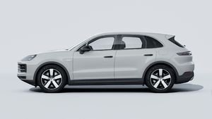 Exterior view of Cayenne E-Hybrid showing the left side of the car