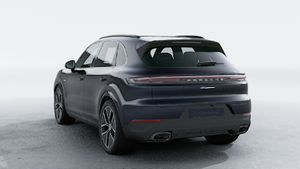 Exterior view of Cayenne E-Hybrid showing the back and left side of the car