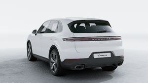 Exterior view of Cayenne E-Hybrid showing the back and left side of the car