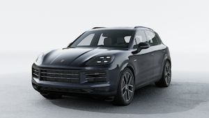 Exterior view of Cayenne E-Hybrid showing the front and left side of the car