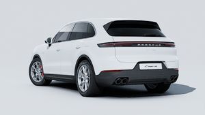 Exterior view of Cayenne S E-Hybrid showing the back and left side of the car